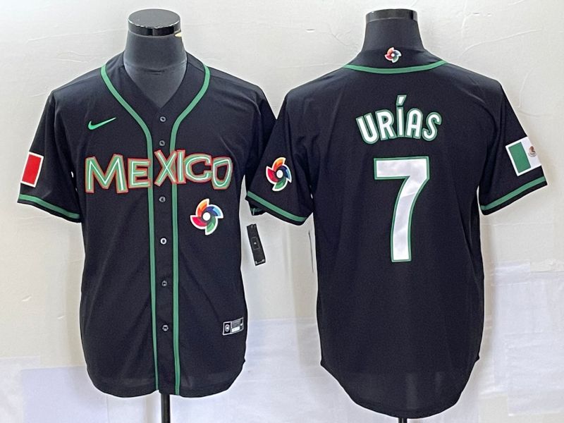 Men 2023 World Cub Mexico 7 Urias Black white Nike MLB Jersey31
